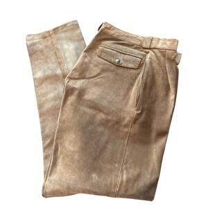 GUC Man Cover Men's Tan Suede Pants Pockets Pleats Pockets Size 30 x 31